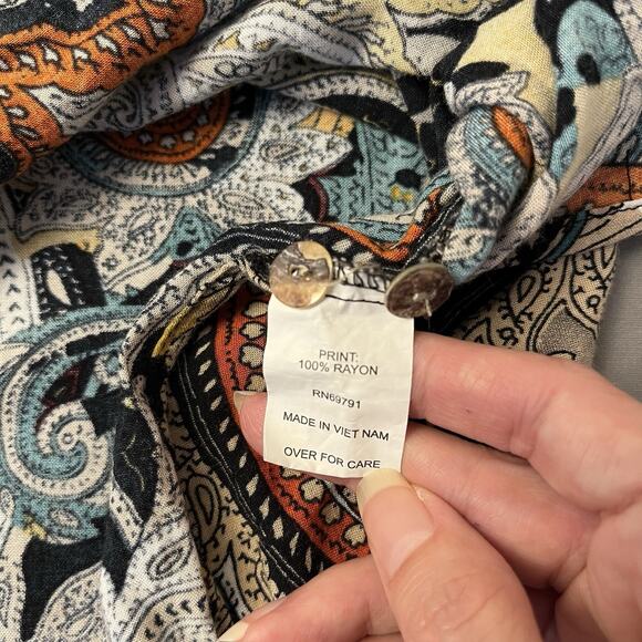 Fig and Flower Blouse Womens 3X Paisley Boho Tunic Henley 3/4 Sleeve Pockets - Picture 11 of 11